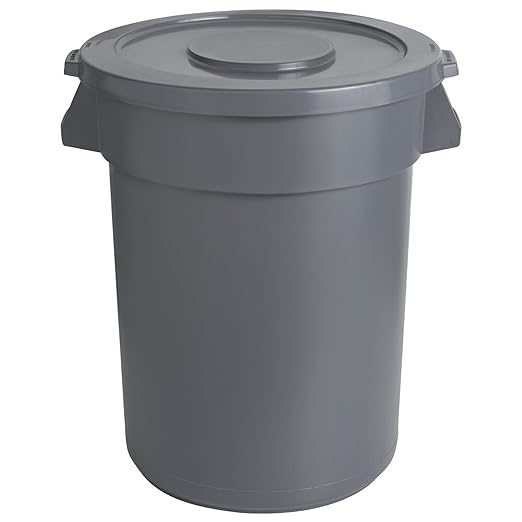 PRO&Family Trash can with Lid (Gray, 32 Gallon)