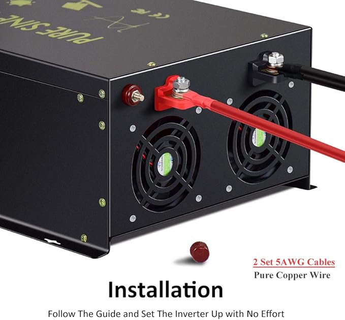 WZRELB 7000W 48V 110-120V Pure Sine Wave Power Inverter with 4 AC Outlets,Bipolar High-Frequency Inverter (RBH-700048)