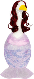 Mermaid Porch Goose Outfits with Red Wigs Colorful Mermaid Goose Costume for 23" Cute Porch Geese Statue Clothes for Summer Outdoor Patio Yard Lawn Decor