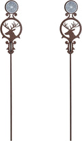 Touch of Class Pathways Reflective Driveway Marker Stake Set of Two for Outdoor Use | Buck Deer Design with Antlers | Personalized Tall Reflector Set of 2 | Weathered Bronze Durable Finish