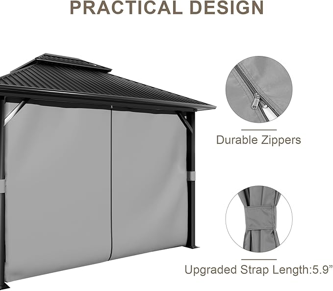 BPS 10' x 12' Gazebo Curtain Privacy 4-Panel Sidewall Outdoor Replacement Shade (Only Curtain)