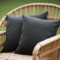 18" x 18" Throw Pillows, Outdoor Waterproof Pillows with Inserts, Square Decorative Pillows for Patio Furniture Garden Couch Sofa Home(Black, Set of 2)