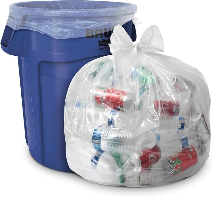 Aluf Plastics 45 Gallon 0.9 MIL Clear Garbage Bags - 36" x 47" - Pack of 100 - For Industrial, Healthcare, & Municipal