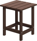 MUCHENGHY Adirondack Outdoor Side Table, 14.7" Patio Side Table Weather Resistant, HDPE Outdoor End Tables for Patio, Brown