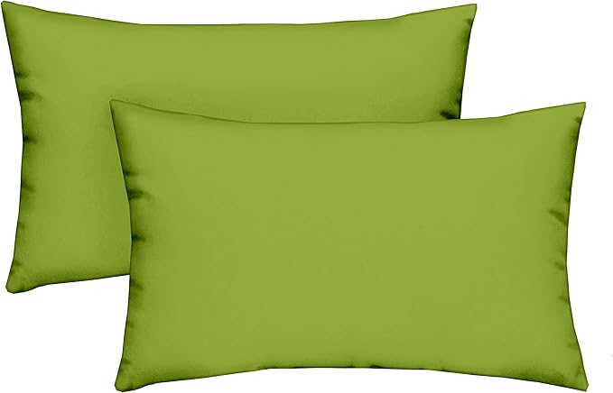 RSH DECOR: Lumbar Throw Pillows Set of 2 | 20” x 12" | All-Weather Spun Fabric | Water and Fade-Resistant | Outdoor Support Pillows for Patio Furniture | Kiwi Green