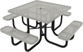 COATEDOUTDOORFURNITURE Heavy-Duty Portable Outdoor Picnic Table with Umbrella Hole, Punched Steel Commercial-Grade Patio Dining Furniture Made in America (46" Square Top, Textured Grey)