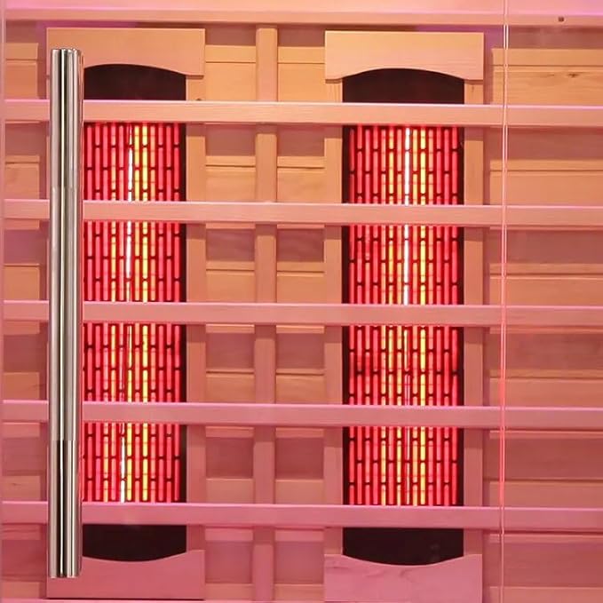 3 People Indoor Infrared Sauna, Low EMF Full Spectrum Red Heater with Carbon Heating Panels, Canadian Hemlock Wood, WiFi Control, 7-Color Starry Light, Reading Lamp, 2100W, 220V