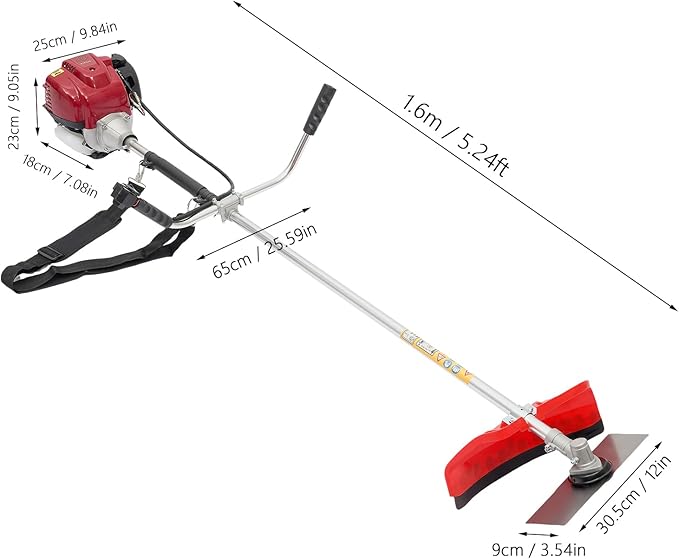 38.3CC Weed Wacker Gas Powered, 4-Cycle Brush Cutter and Gas String Trimmer with 5.24ft Long Rod, 1.3-1.4HP Lawn Edger Grass Trimmer Tools Included Auxiliary Handle & Shoulder Strap for Lawn Care
