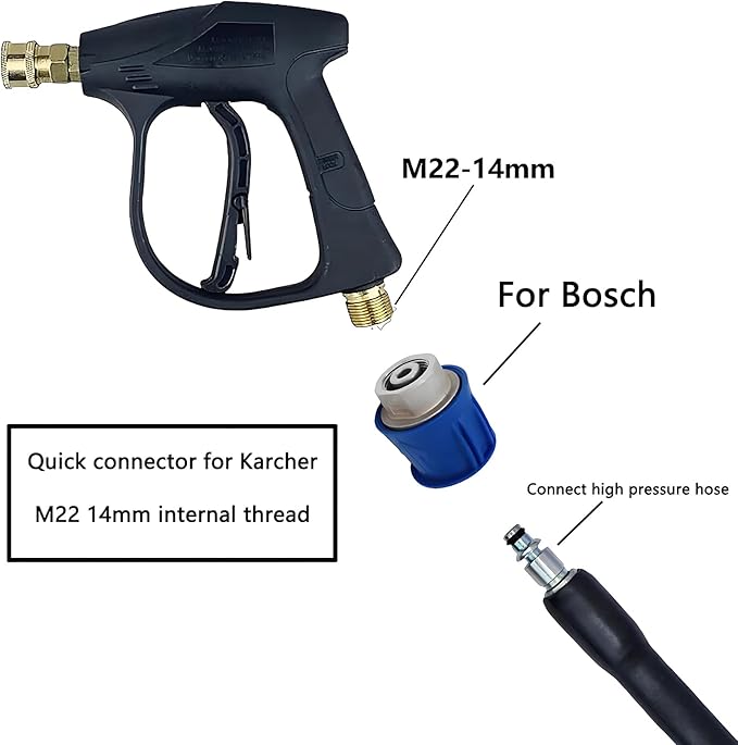 5800PSI/400Bar Ultra Flexible Pressure Washer Hose for Bosch Home Cleaning, 5M-30M High Pressure Extension Tube with Quick-Connect Adapter,(Red/Blue/Yellow/Green/Grey/Orange/Light Blue)(Green,16FT)