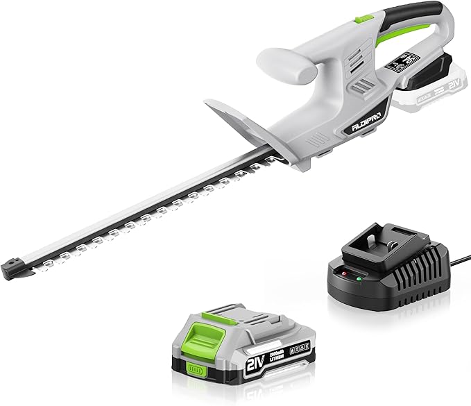 Cordless Hedge Trimmer Ultra-Lightweight 3.7lbs, 18-Inch Blade & 5/8" Cut Diameter, 21V Electric Trimmer Dual Safety Switch, 2.0Ah Battery and Charger, Perfect for Seniors and Women, Home Gardening