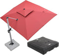 PURPLE LEAF 9 X 12 FT Cantilever Patio Umbrellas with Base Included, Large Square Offset Umbrella with 360° Rotation, Outdoor Aluminum Pool Umbrella for Pool Lawn Garden, Terra