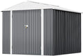 Greesum 8x6FT Outdoor Storage Shed, Utility Tool Shed Metal Storage Garden Shed with Door & Lock for Patio Storage, Gray