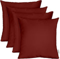 RSH DECOR: Sunbrella Square Throw Pillows Set of 4 | 20" x 20" | Water and Fade-Resistant Performance Fabric | Outdoor Pillow Covers with Down-Alternative Inserts | Made in USA (Canvas Burgundy)
