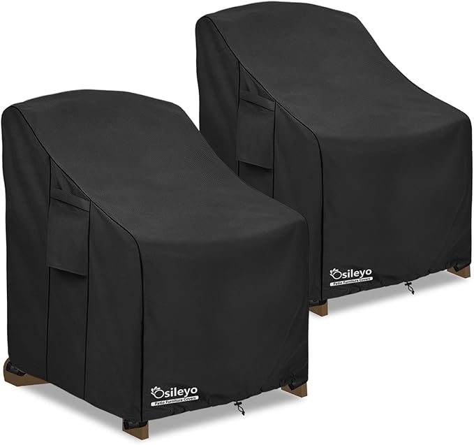 Patio Chair Cover 35W x 37D x 36H inches,Waterproof Heavy Duty Outdoor Furniture Covers for Patio Adirondack Chair 2 Pack（Black）