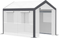 Outsunny 10' x 7' x 7' Greenhouse, Walk-in Outdoor Tunnel Green House with PE Cover, Steel Frame, 2 Roll-Up Zipper Doors & 4 Windows for Flowers, Vegetables, Tropical Plants, White