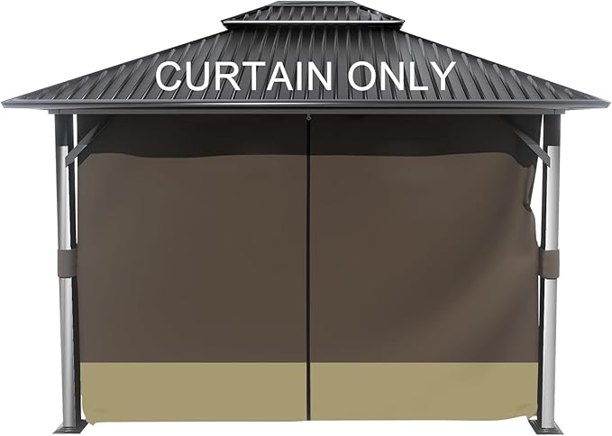 BPS 12' x 14' Gazebo Curtain Privacy 4-Panel Sidewall Outdoor Replacement Shade (Only Curtain)