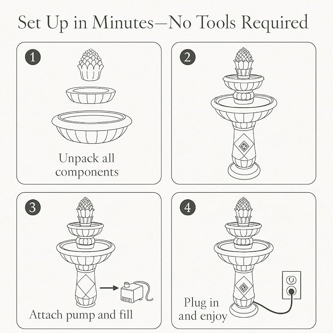 Teamson Home 39" Outdoor Water Fountain, 2 Tier Pineapple Pedestal Waterfall Fountain with Pump, Garden Patio Yard Décor, Durable Polyresin, Weatherproof, Iron Gray
