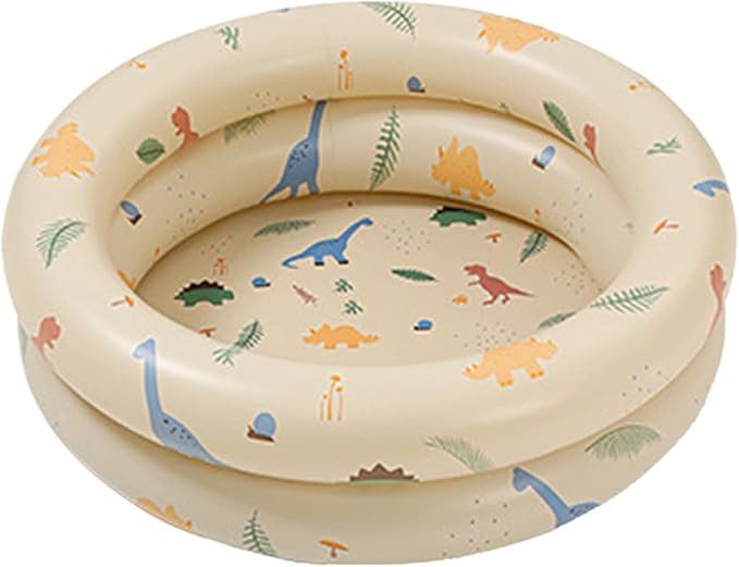 Inflatable Baby Retro Swimming Pool Family Cute Style Thickened Water Pool for Kids Indoor Outdoor Play (Beige Dinosaur)