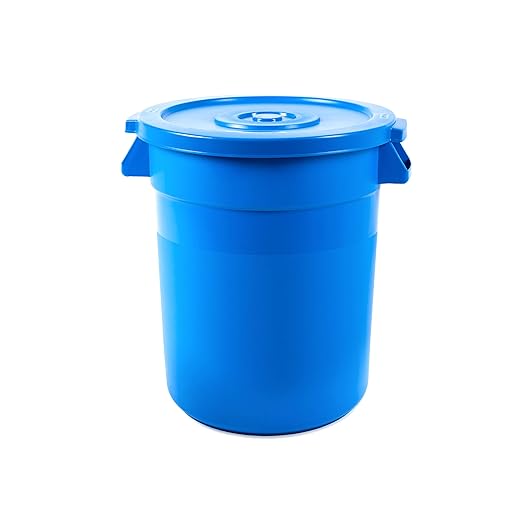 PRO&Family 20 Gallon Trash Can with Lid Round Ingredient Storage Containers Recycling Bin Kitchen Garbage Can Office Garbage Can Trash Barrel Plastic Barrel Yard Waste Bin Outdoor Trashcan (3, Blue)