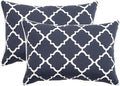 2 Pack Outdoor Throw Pillows 21x15 Inch Water-Resistant Decorative Pillow Cushions with Insert for Patio Garden Porch, Blue Diamond