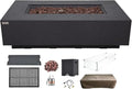 AMS Creations | Madison 60" Bundle Rectangular Propane Gas Outdoor Fire Pit Table | Dark Gray Concrete GFRC | Limestone Texture or Surface | Electronic Ignition | Outside Backyard Fireplace