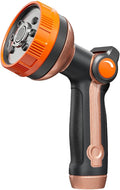 Heavy Duty Garden Hose Spray Nozzle, Metal Water Hose Nozzle with 8 Spray Patterns, Hose Nozzle with Thumb Control On Off Valve for Lawn Watering, Car Washing, Pets Showering