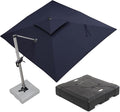 PURPLE LEAF 9 X 11 FT Cantilever Patio Umbrellas with Base Included, Large Square Offset Umbrella with 360° Rotation, Outdoor Aluminum Pool Umbrella for Pool Lawn Garden, Navy Blue
