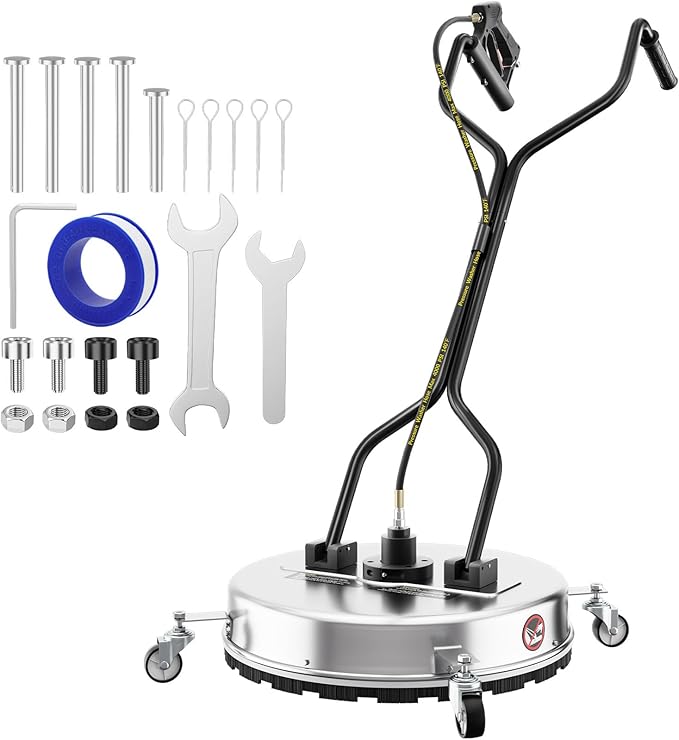 Doniks 24 Inch Pressure Washer Surface Cleaner with 4 Wheels,Dual Handle,Stainless Steel Housing,4500 PSI Power Washer Accessory for Concrete, Patio, Sidewalk, Deck, Driveways and Daily Washing
