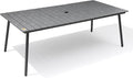 Outdoor Dining Table for 6-8, 82.7 inch Patio Dining Table with Wooden-Like Top and Aluminum Frame, Rectangular Table with Umbrella Hole Outdoor Furniture, Grey