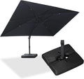 PURPLE LEAF 10' × 13' Patio Cantilever Umbrella with Base Outdoor Rectangle Adjustable Offset Umbrellas with 360-degree Rotation and 8 Heavy Duty Metal Ribs for Garden Deck Pool Grey