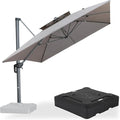 PURPLE LEAF Patio Umbrella with Base Included 10' X 13' Outdoor Cantilever Umbrella Large Rectangle Double Top Heavy Duty Offset Umbrella with 360-Degree Rotation for Pool Garden Deck Cast Ash