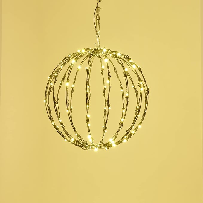 LED Light Balls Metal Hanging Tree Sphere Globe Light for Patio Holiday Festival Garden Decor (12 Inch 3 Pack)