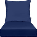RSH DECOR Deep Seating Cushion with Pillow Back | 24” x 23” x 4" Seat | Water and Fade-Resistant Spun Fabric | Made in USA | Outdoor Chair Cushion Set for Patio Furniture (Navy Blue)