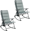 TIMBER RIDGE Oversized Folding Rocking Camping Chair, Padded Outdoor Rocker with High Back, Portable Outdoor Chair for Patio, Garden, Lawn, Supports up to 400 lbs, Grey, 2 Pack