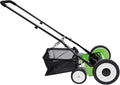 16-Inch Manual Reel Lawn Mower 9 Adjustable Heights 4-Wheel Push Mower for Large Lawns No Gas/Charge, Lightweight & Quiet Grass Cutter