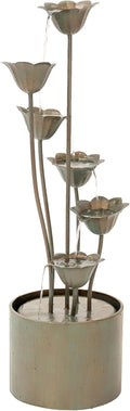 XBrand Metal Sculptural Multi-Tiered Flower Water Fountain, Bronze, 46" Tall