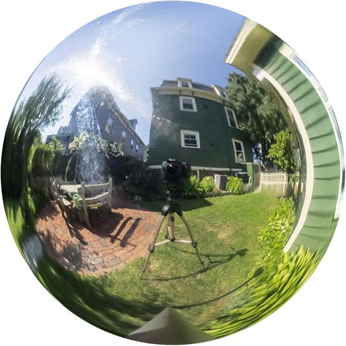 20 cm/7.8 inch Diameter Gazing Globe Mirror Ball,Silver Stainless Steel Polished Reflective Smooth Garden Sphere,Colorful and Shiny Addition to Any Garden or Home