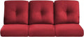 Pop 22x25/22x24 Outdoor Couch Cushions for Patio Funiture Set of 3 - High Back Outside Seat Cushions for Lawn Wicker Dining Chair Rocker Glider Loveseat 3-Seater Sectional Sofa - Red/Button