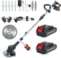 Cordless Weed Wacker with Wheels, Electric Weed Eater, 2 Batteries, Lightweight Grass Trimmer for Lawn, Garden and Yard Maintenance