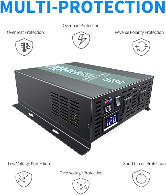 WZRELB 1500W 24V 120V Pure Sine Wave Solar Power Inverter With Remote Control Switch
