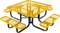 COATEDOUTDOORFURNITURE Heavy-Duty Portable Outdoor Kids Table with Umbrella Hole, Expanded Metal Kids Picnic Table, Commercial-Grade, Made in America (46 in, Square, Childrens, Yellow)