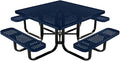 COATEDOUTDOORFURNITURE Heavy-Duty Portable Outdoor Kids Table with Umbrella Hole, Punched Steel Kids Picnic Table, Commercial-Grade, Made in America (46 in, Square, Childrens, Textured Dark Blue)