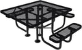 COATEDOUTDOORFURNITURE Heavy-Duty Portable ADA-Compliant Outdoor Picnic Table with Umbrella Hole, Expanded Metal Patio Dining Furniture Made in America (46" Square Top, Black)