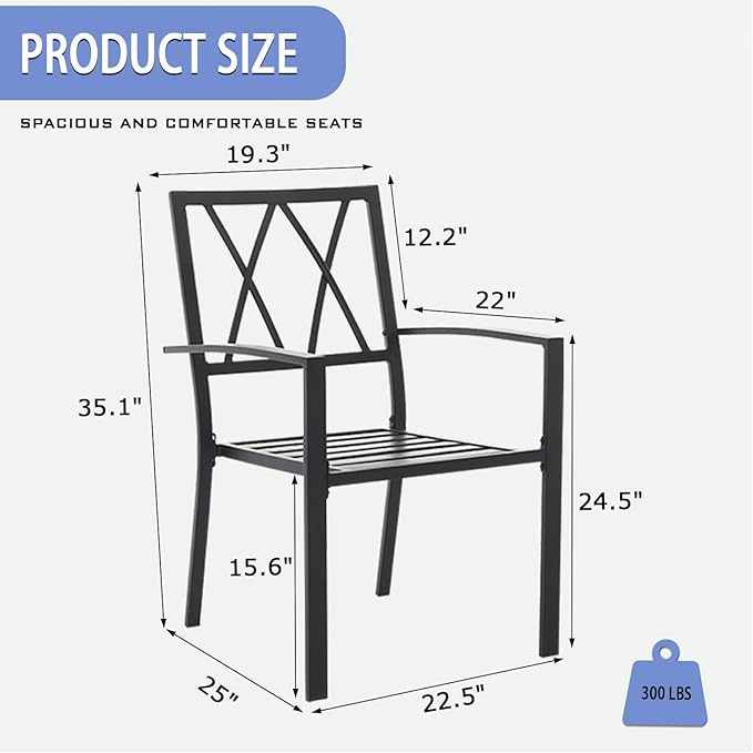 Outdoor Dining Chairs Set of 8, Aluminum Frame Stackable Patio Dining Chairs with Armrest, Wrought Iron Patio Bistro Chairs for Lawn, Backyard, Garden, Porch