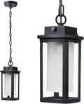 JYZ Dusk to Dawn Outdoor Hanging Light, Exterior Pendant Lantern Dusk Till Dawn, Modern Contemporary Indoor Outdoor Chandelier Lamp Ceiling Mount for Front Porch Entry Gazebo Patio Garden Pergola