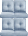 Pop 22x25/22x24 Outdoor Chair Cushions Set of 4 - Heavy Duty High Back Replacement Zippered Cushion for Patio Furniture Dining Rocking Chairs Loveseat L-Shape Sofa - Baby Blue/Button