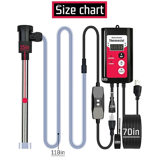 1300W Titanium Submersible Electric Immersion Water Heater with Temp Control & GFCI – Portable Heater for Above Ground Pool, Inflatable Pool, Baptistry, Spa Tubs, Bathtubs, bucket & Hot Tubs
