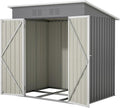 6x4 FT Shed Outdoor Storage Metal Large Garden Tool Sheds with Lockable Doors Floor Frame Shed-Roof Waterproof Steel Utility Equipment Sheds for Backyard Patio Lawn Poolside, Grey