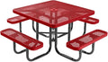 COATEDOUTDOORFURNITURE Heavy-Duty Portable Outdoor Picnic Table with Umbrella Hole, Expanded Metal Commercial-Grade Patio Dining Furniture Made in America (46" Square Top, Textured Red)