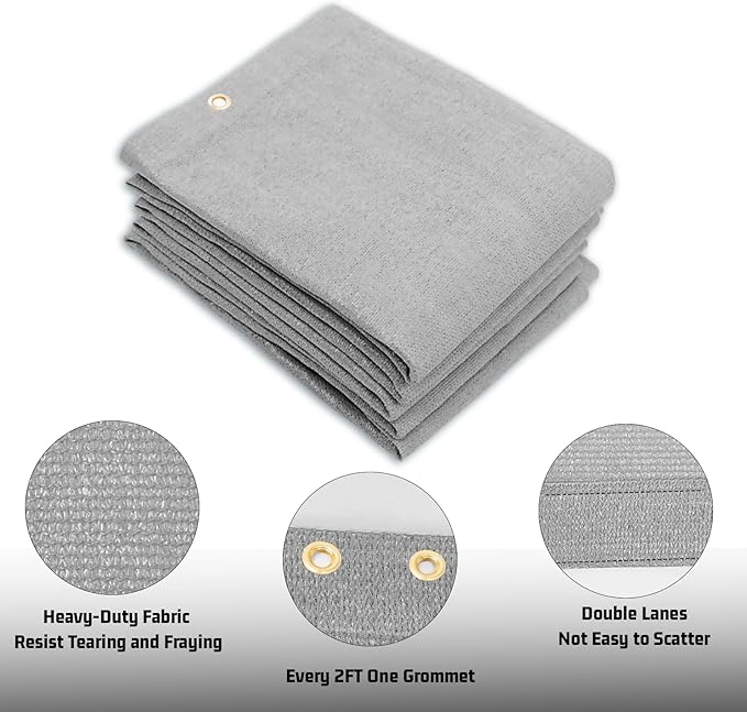 SUNNY GUARD Shade Cloth Custom Size 3x13 FT Sun Shade Screen Fabric Shade Cover Tarp with Grommets for Pergola Backyard Garden, Light Grey(We Customized)